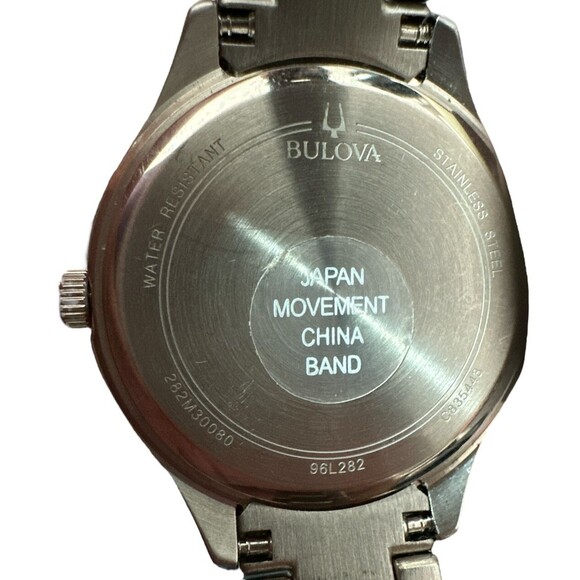 Bulova Crystal Quartz White MOP Dial Stainless Steel Ladies Watch 96L282 Silver - Picture 3 of 5